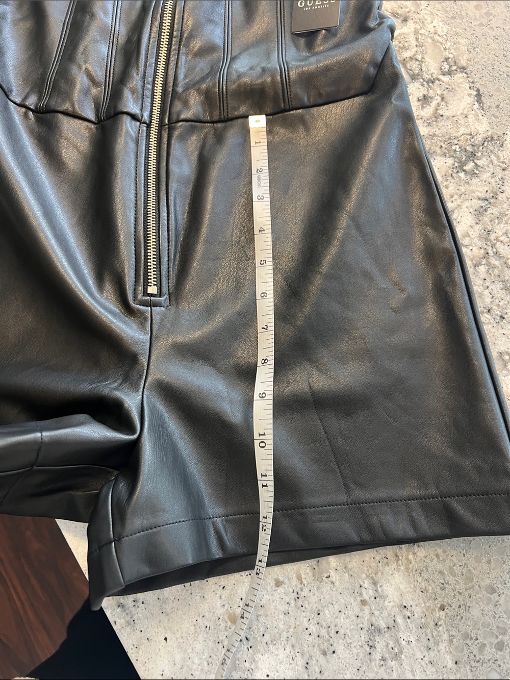 NWT Guess Black Faux Leather Zip-Front Romper - Picture 11 of 12